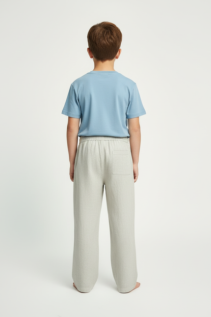 Pantalon Beige Lin Ample Décontracté Garçon - vue 2