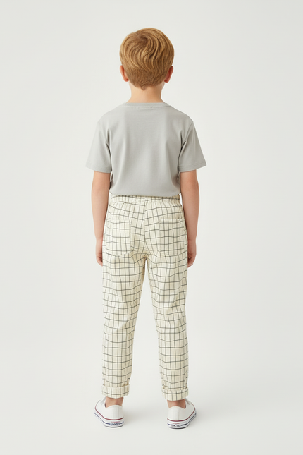 Pantalon Beige Carreaux - Coton - vue 2