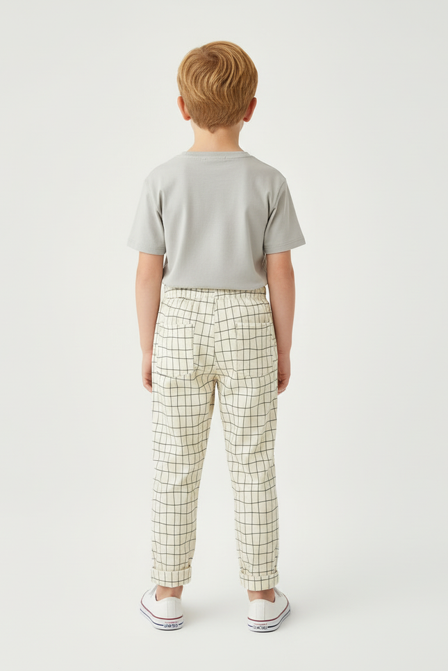 Pantalon Beige Carreaux - Coton - vue 2