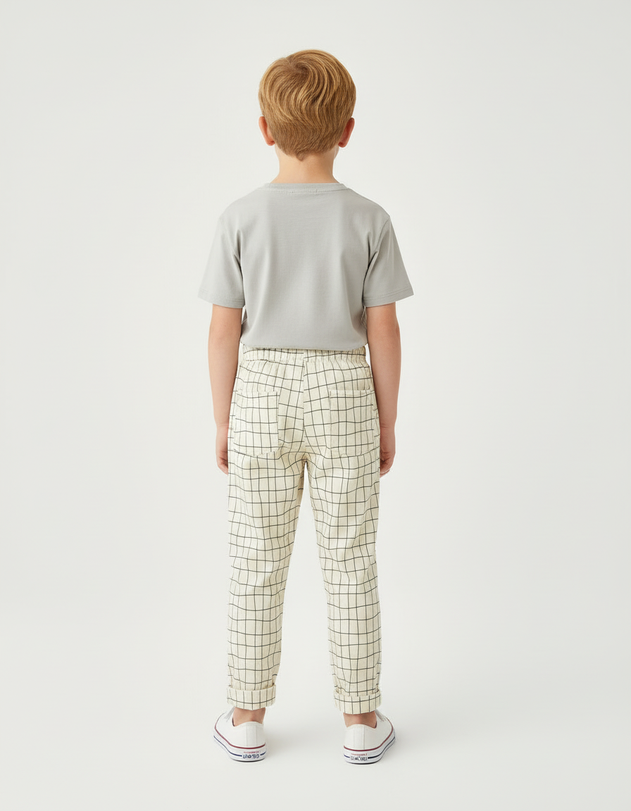 Pantalon Beige Carreaux - Coton - vue 2