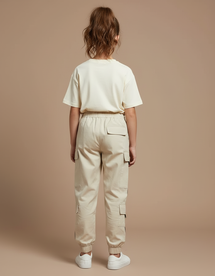Pantalon Beige Cargo Ample Décontracté Fille - Toile - vue 2