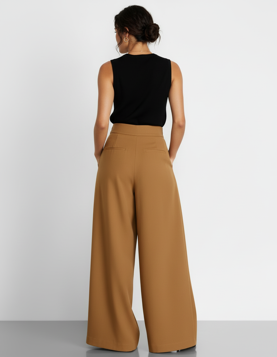 Pantalon Beige Patte D'éléphant - Camel Polyester - vue 2