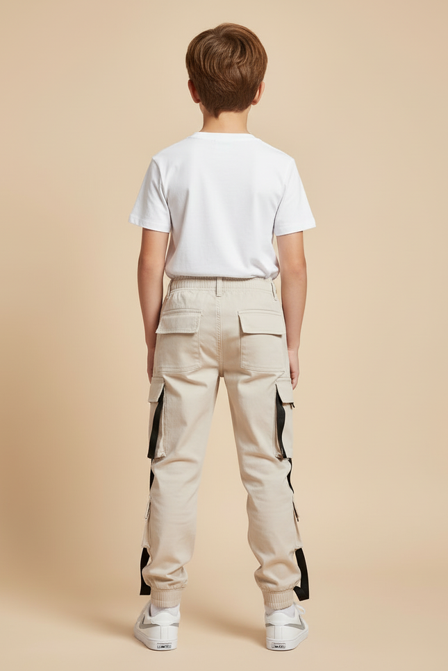Pantalon Beige Cargo Enfant Multipoches Décontracté - Toile - vue 2