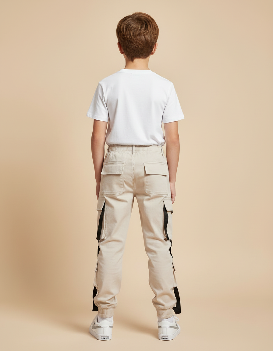 Pantalon Beige Cargo Enfant Multipoches Décontracté - Toile - vue 2
