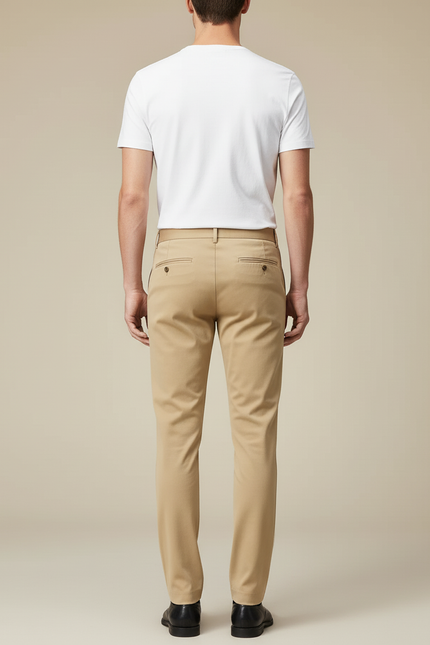 Pantalon Beige Homme Slim Fit Décontracté Élégant Droit - Gabardine - vue 2