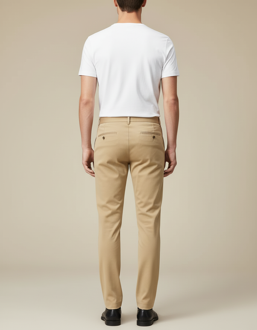 Pantalon Beige Homme Slim Fit Décontracté Élégant Droit - Gabardine - vue 2