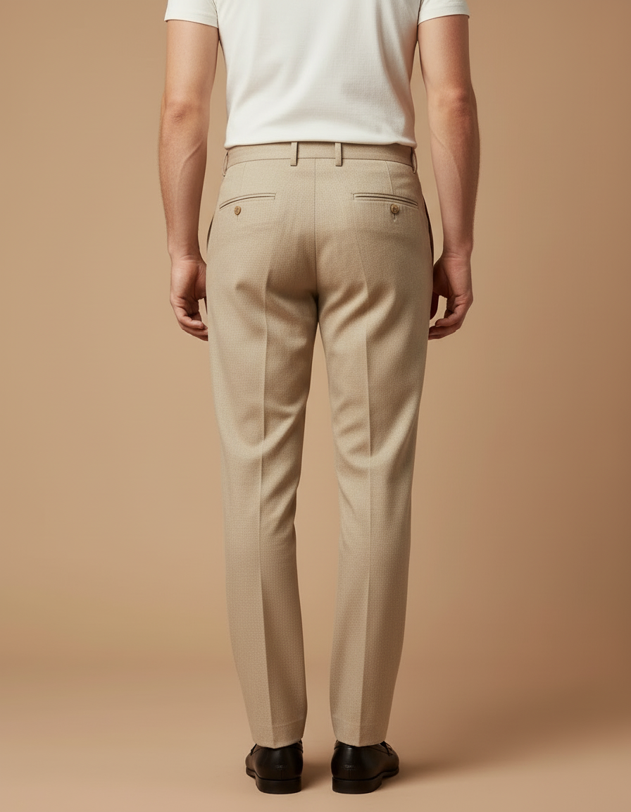 Pantalon Beige Homme Plissé Droit Élégant Business - Gabardine - vue 2