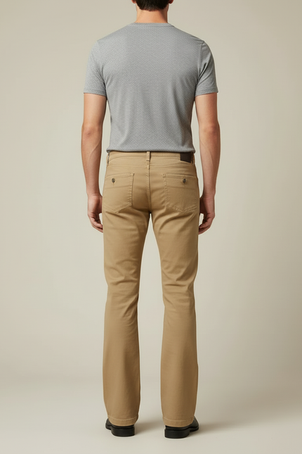Pantalon Beige Élastique Homme Coupe Évasée Rétro - Coton - vue 2