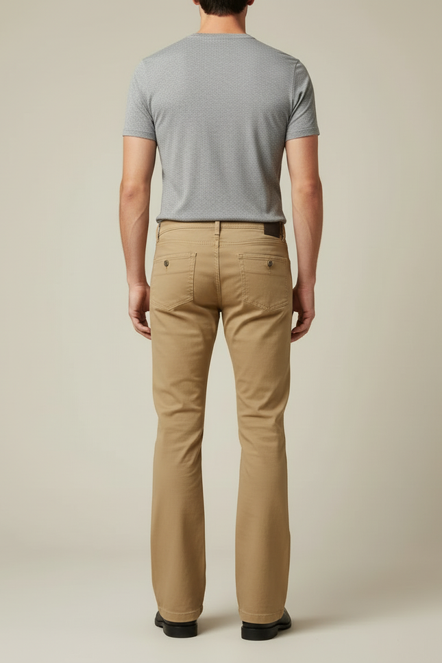Pantalon Beige Élastique Homme Coupe Évasée Rétro - Coton - vue 2