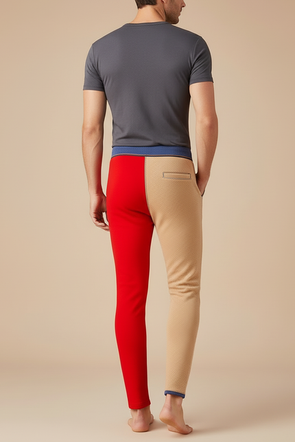 Pantalon Beige Bicolore Thermique Confortable Hiver Homme - Multicolore Maille - vue 2