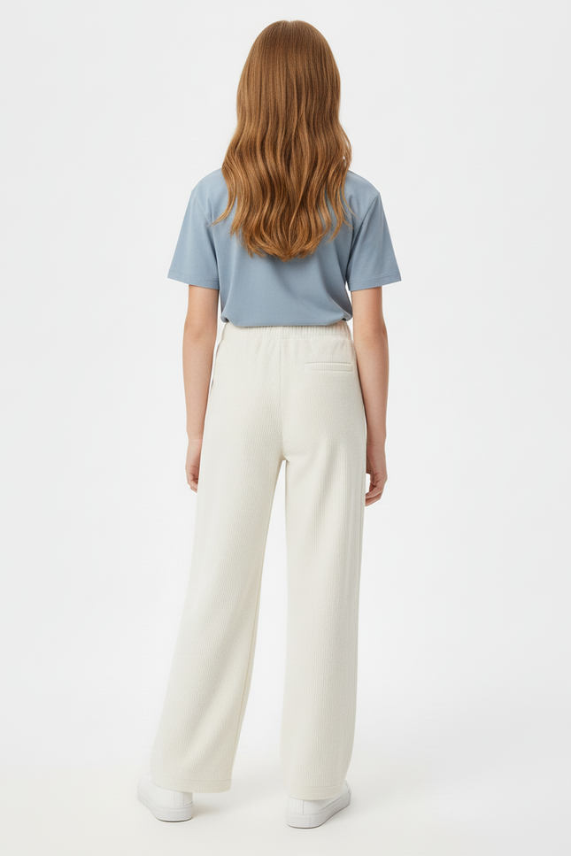 Pantalon Beige Côtelé Ample Confortable Fille - Cordé - vue 2