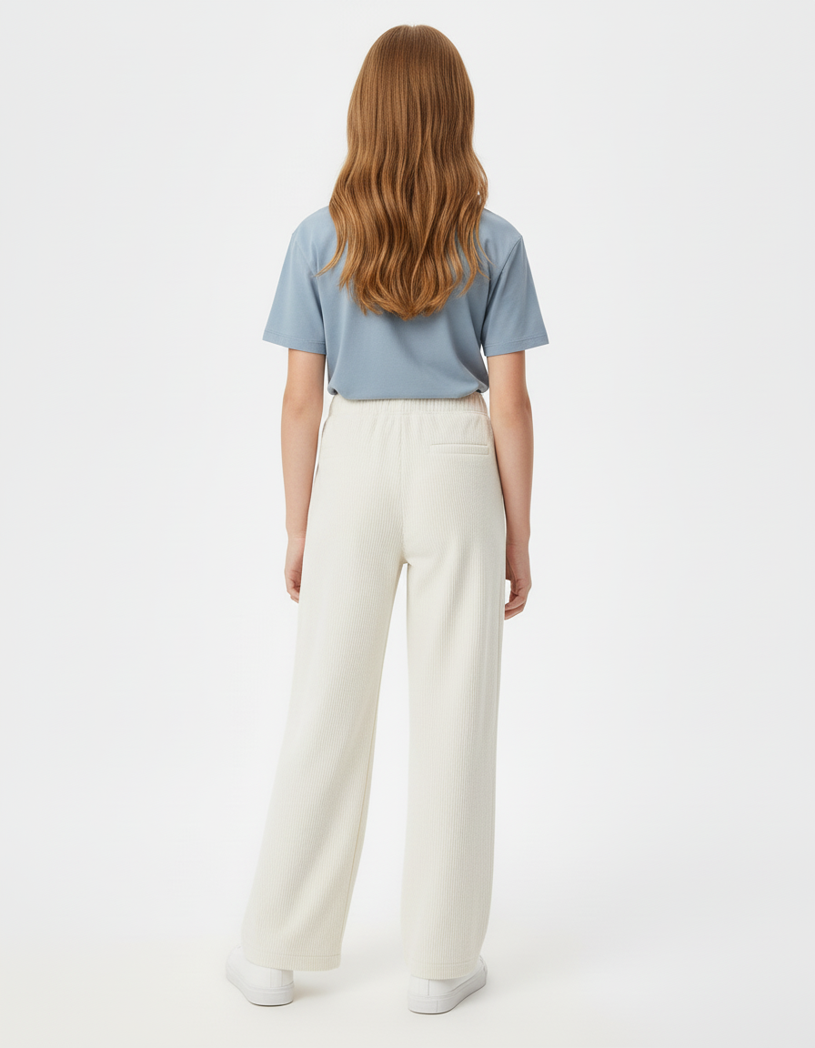 Pantalon Beige Côtelé Ample Confortable Fille - Cordé - vue 2