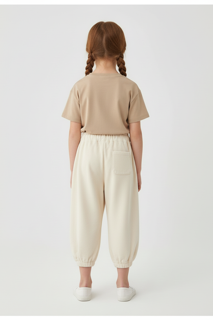 Pantalon Beige Côtelé Fille Ample Décontracté Fleur - Cordé - vue 2