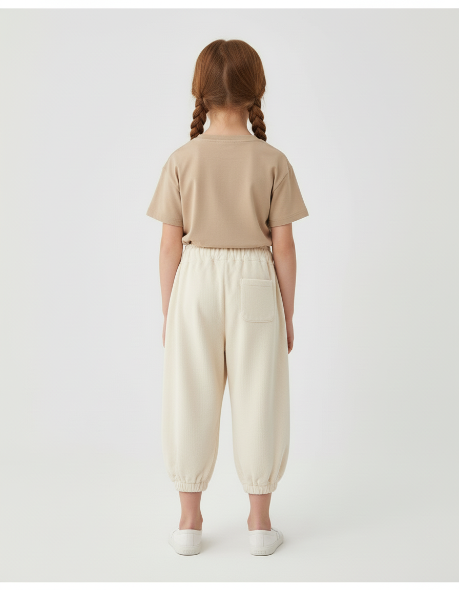 Pantalon Beige Côtelé Fille Ample Décontracté Fleur - Cordé - vue 2
