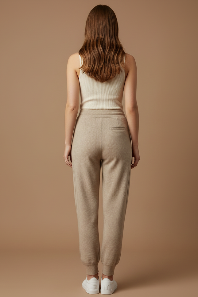Pantalon En Maille Beige - vue 2