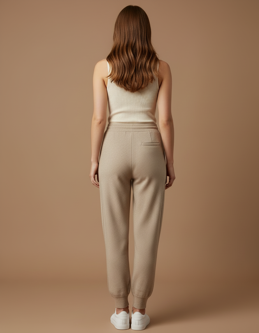 Pantalon En Maille Beige - vue 2