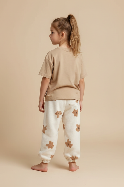 Pantalon Beige Molletonné Oursons Confortable Enfant - vue 2