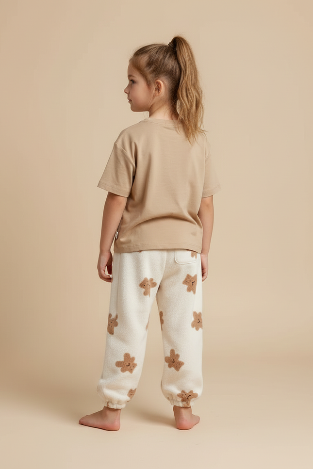 Pantalon Beige Molletonné Oursons Confortable Enfant - vue 2