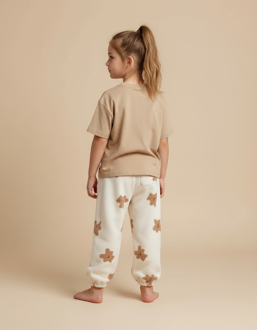 Pantalon Beige Molletonné Oursons Confortable Enfant - vue 2