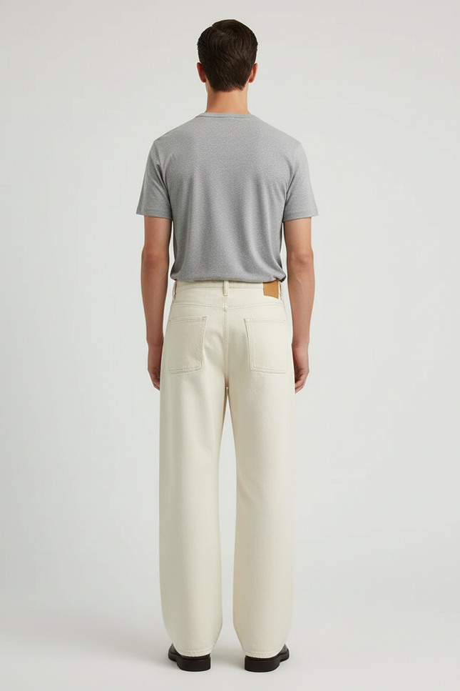 Pantalon Beige Denim Ample Streetwear Homme - Jean - vue 2