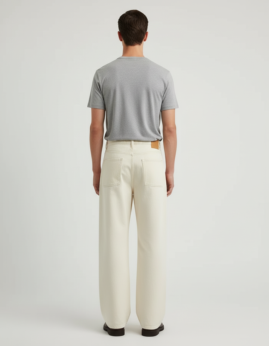 Pantalon Beige Denim Ample Streetwear Homme - Jean - vue 2