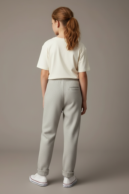Pantalon Beige Laine Droite Décontracté Cordon - Gris - vue 2