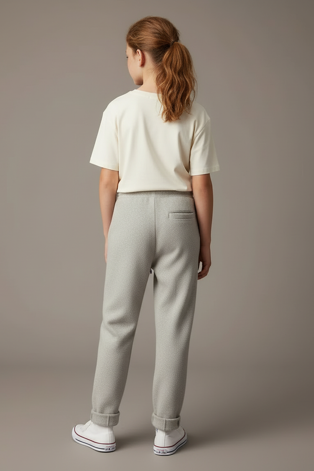 Pantalon Beige Laine Droite Décontracté Cordon - Gris - vue 2
