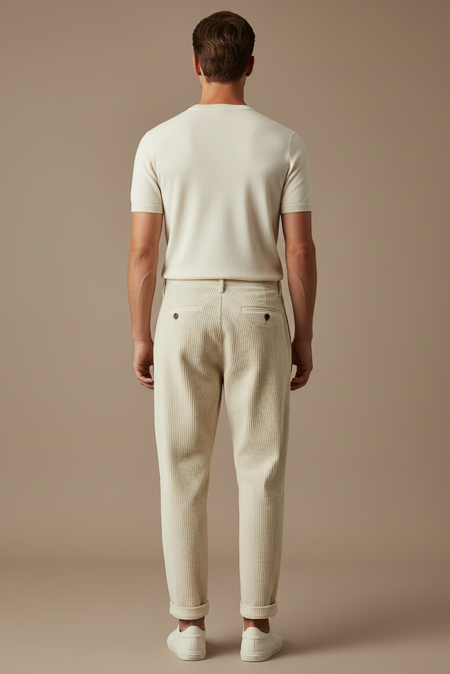 Pantalon Beige En Velours Côtelé - Cordé - vue 2