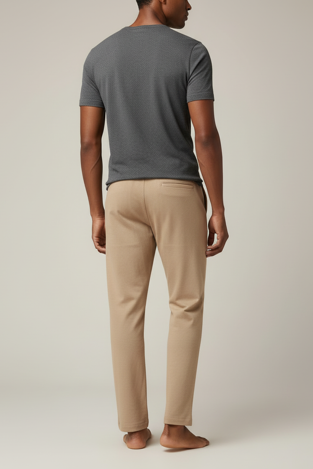 Pantalon Beige Homme Décontracté Ample Coton Élastique - vue 2