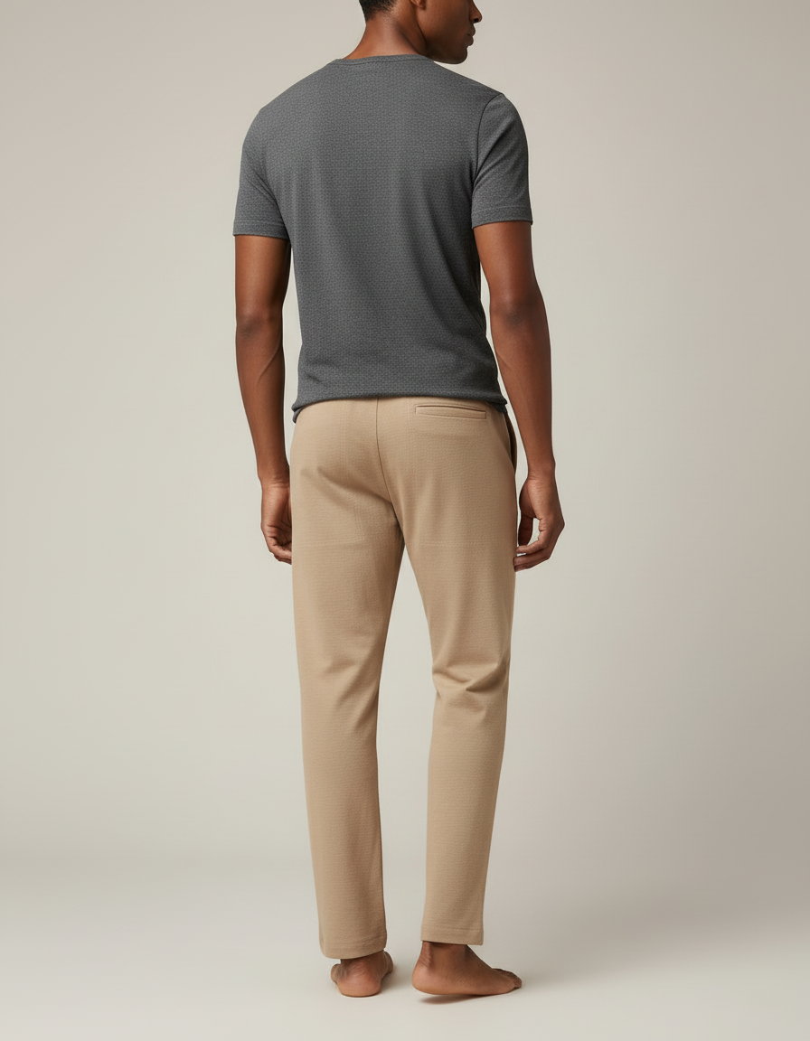 Pantalon Beige Homme Décontracté Ample Coton Élastique - vue 2