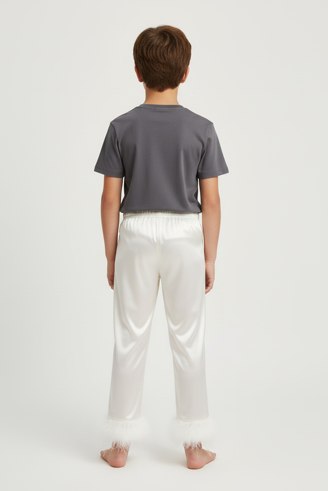 Pantalon Beige Satiné Plume Fluide Enfant - vue 2