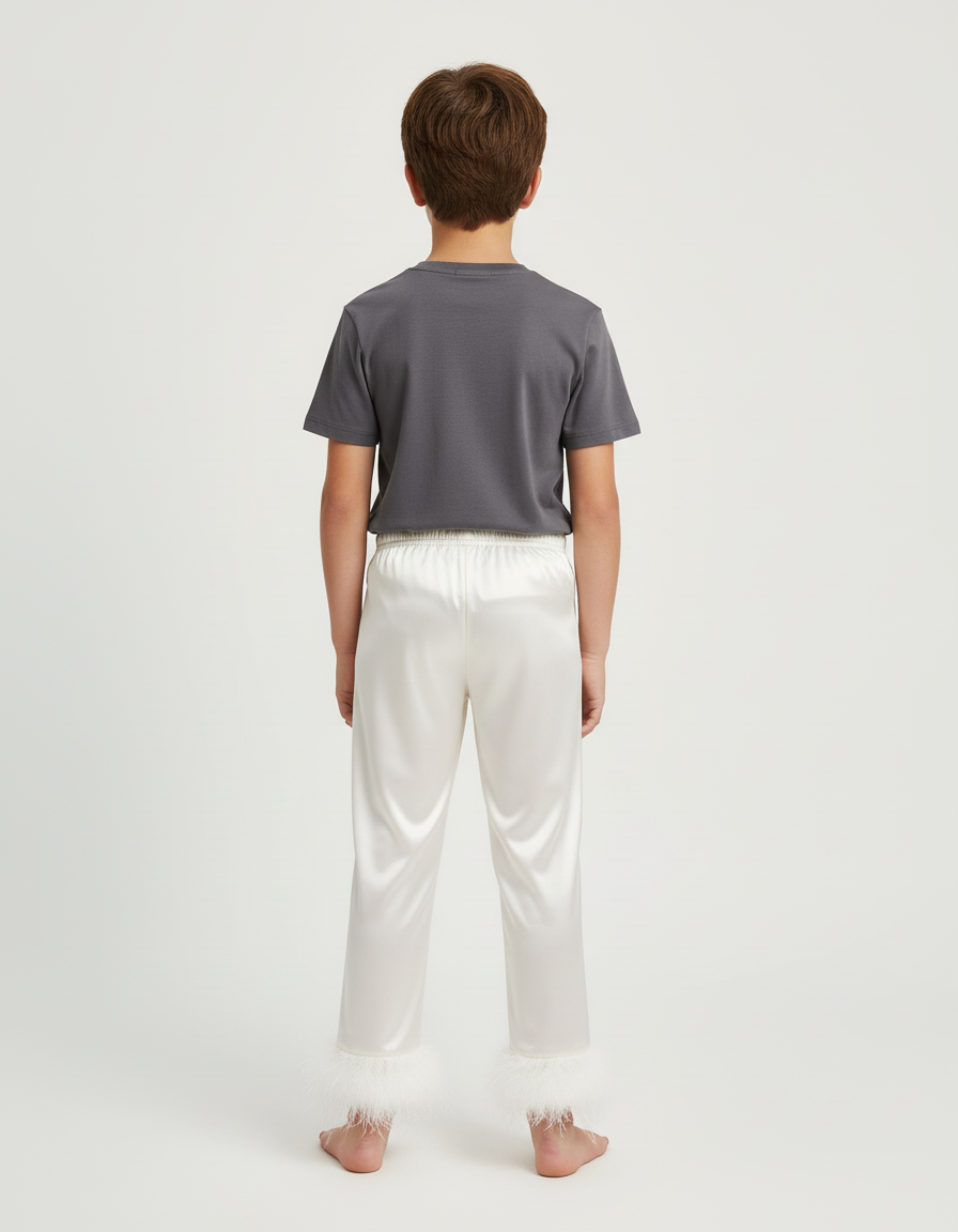 Pantalon Beige Satiné Plume Fluide Enfant - vue 2