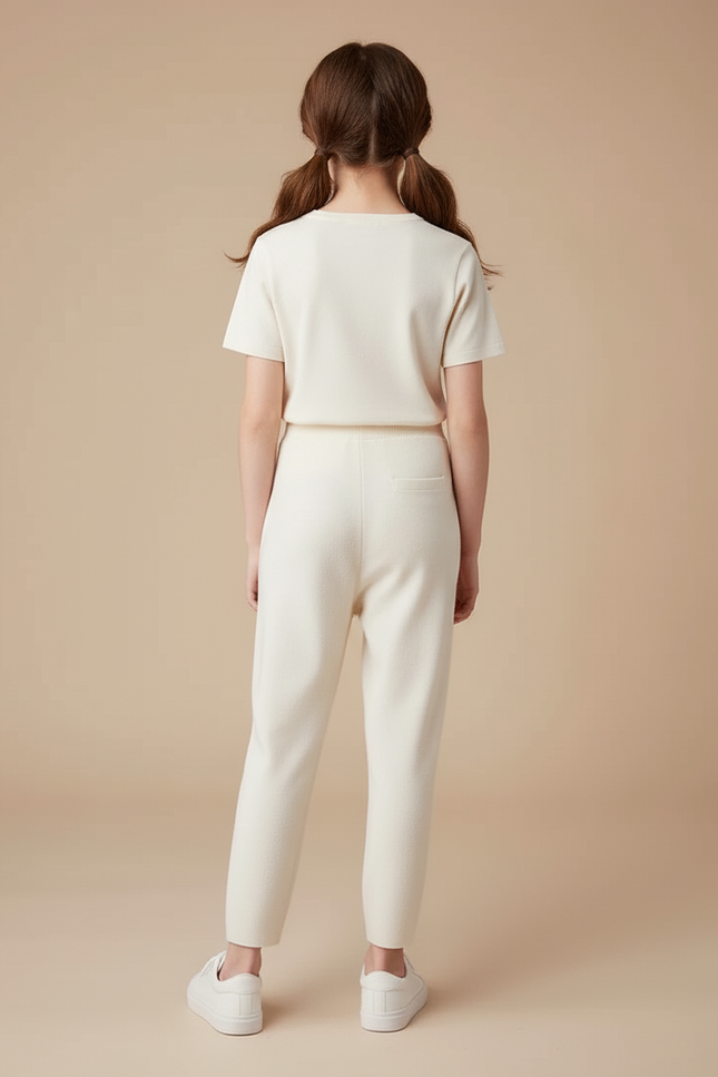 Pantalon Beige Tricoté Ample Décontracté Enfant - Maille - vue 2