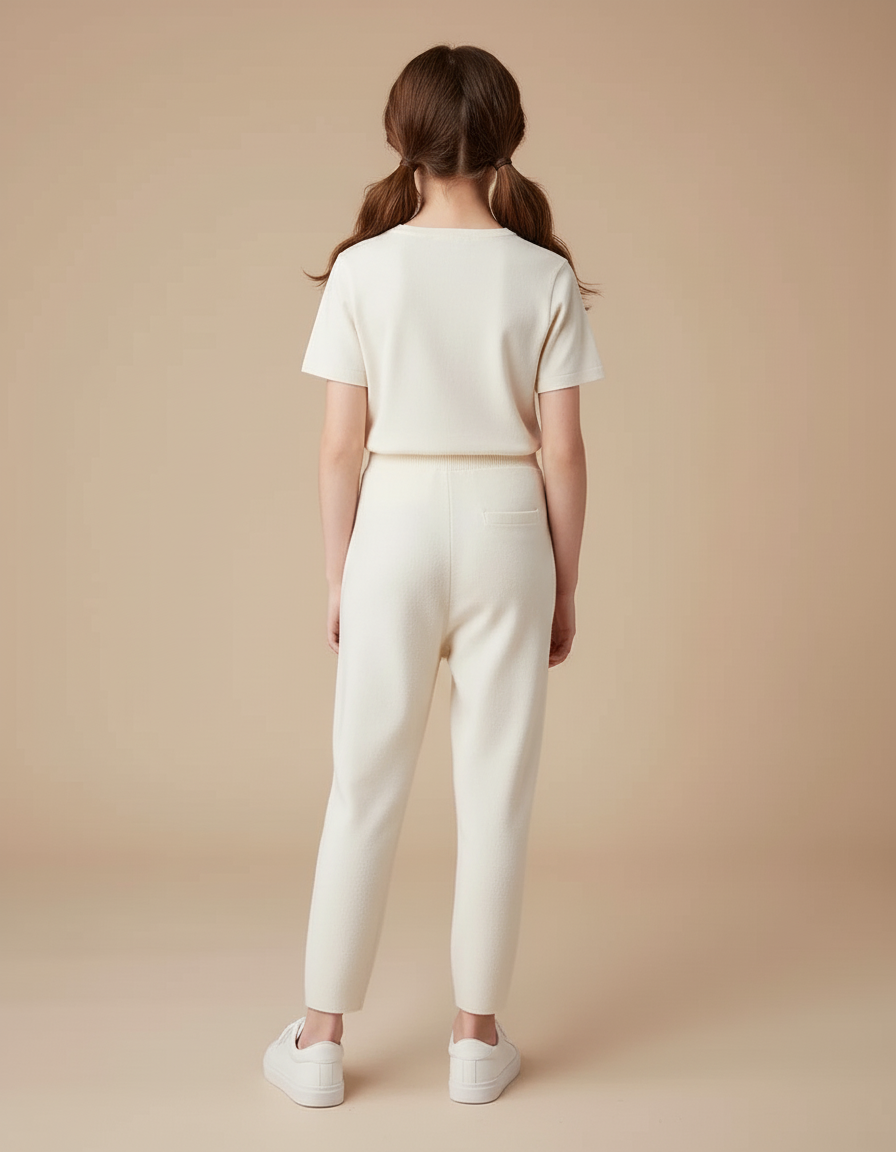 Pantalon Beige Tricoté Ample Décontracté Enfant - Maille - vue 2