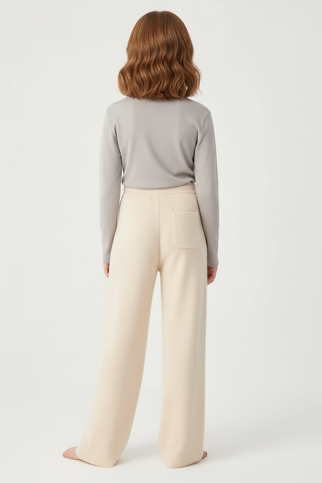 Pantalon Beige Tricoté Laine Ample Confortable Enfant - vue 2