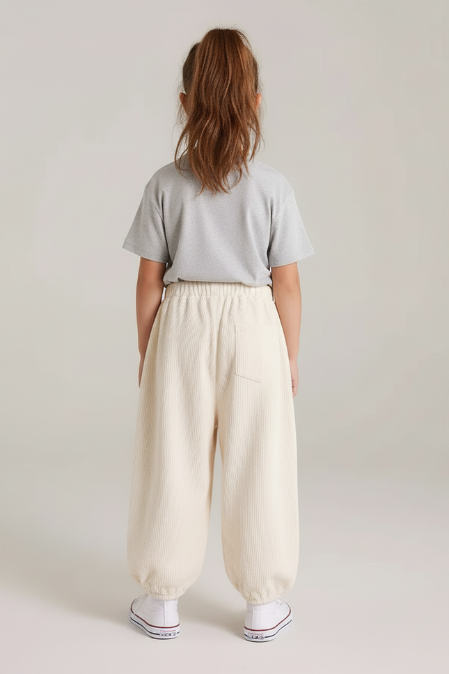 Pantalon Beige Côtelé Ample Élastique Enfant - Cordé - vue 2