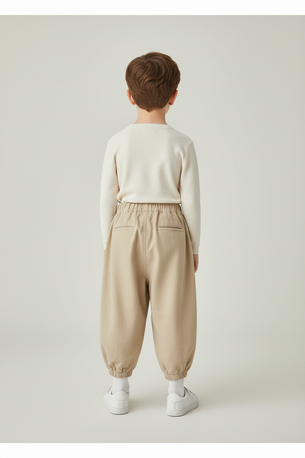 Pantalon Beige Ample Coton Sarouel Décontracté Enfant - Toile - vue 2