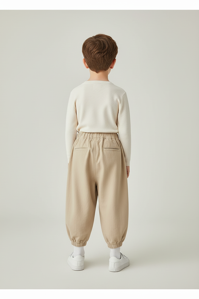 Pantalon Beige Ample Coton Sarouel Décontracté Enfant - Toile - vue 2