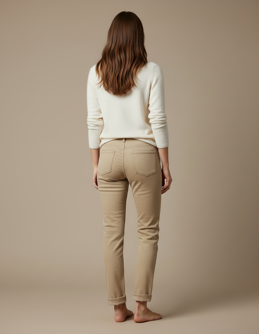 Pantalon Beige Droit Décontracté Femme - Gabardine - vue 2