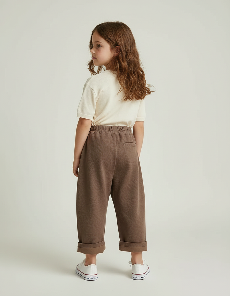 Pantalon Beige Ample Décontracté Enfant Marron - Molleton - vue 2