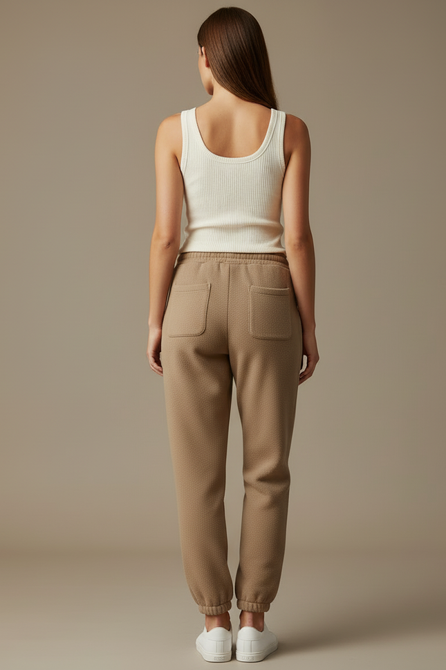 Pantalon Beige Molletonné Texturé Ample Décontracté Femme - vue 2