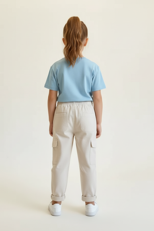 Pantalon Beige Coton Droit Mickey Enfant Fille - vue 2