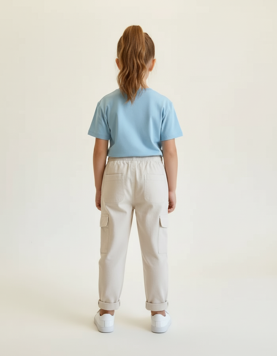 Pantalon Beige Coton Droit Mickey Enfant Fille - vue 2