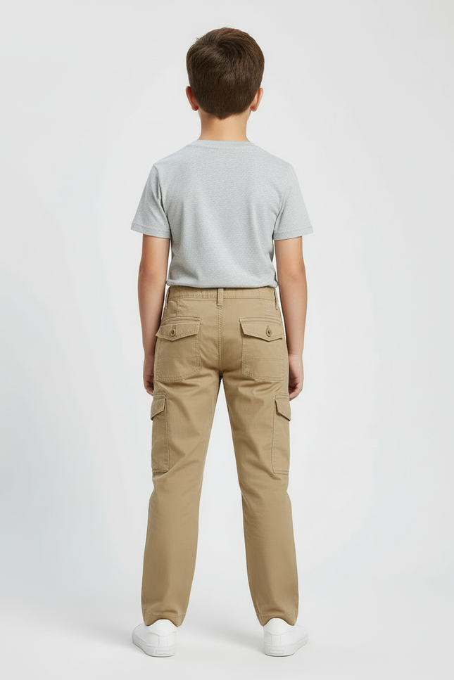 Pantalon Beige Cargo Coton Enfant Décontracté - vue 2