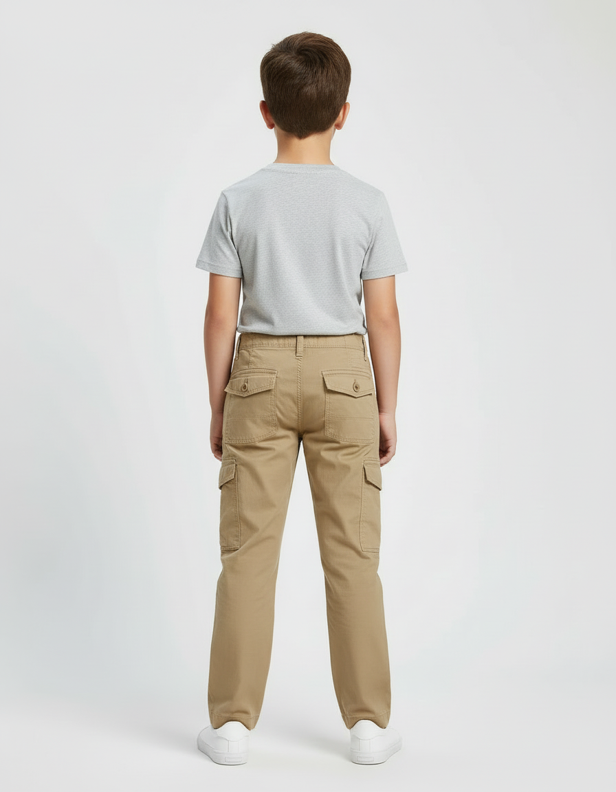 Pantalon Beige Cargo Coton Enfant Décontracté - vue 2