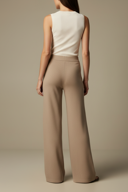 Pantalon Flare Beige Femme - Maille - vue 2