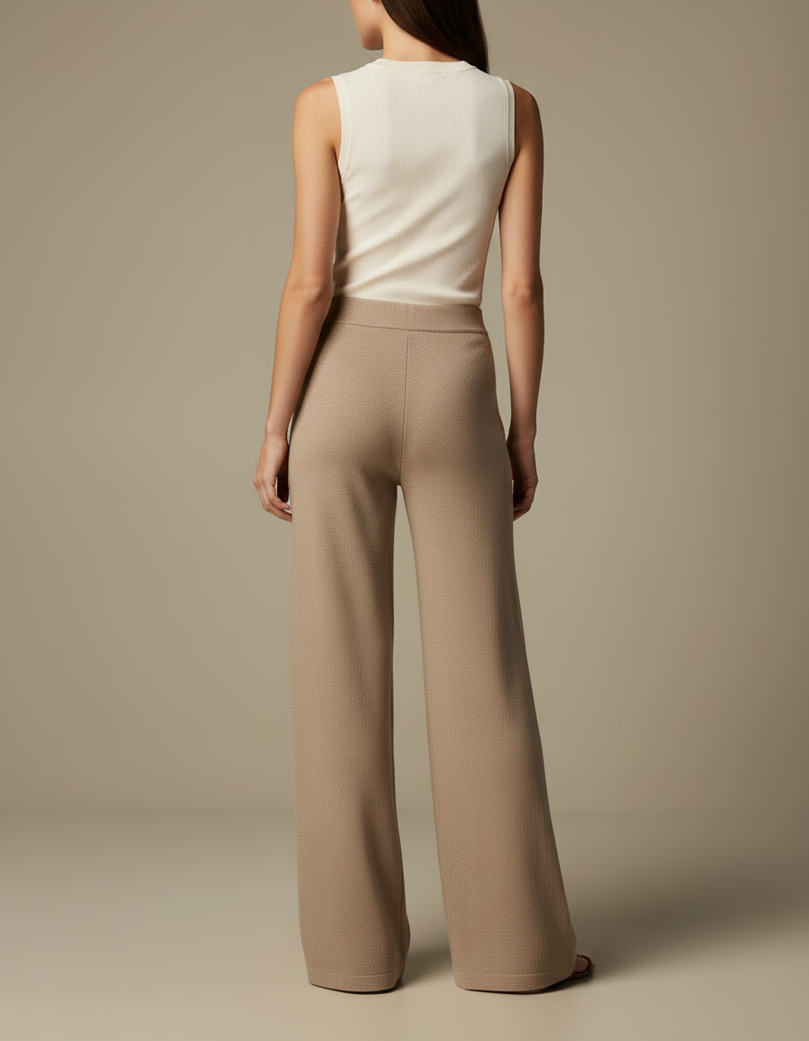 Pantalon Flare Beige Femme - Maille - vue 2