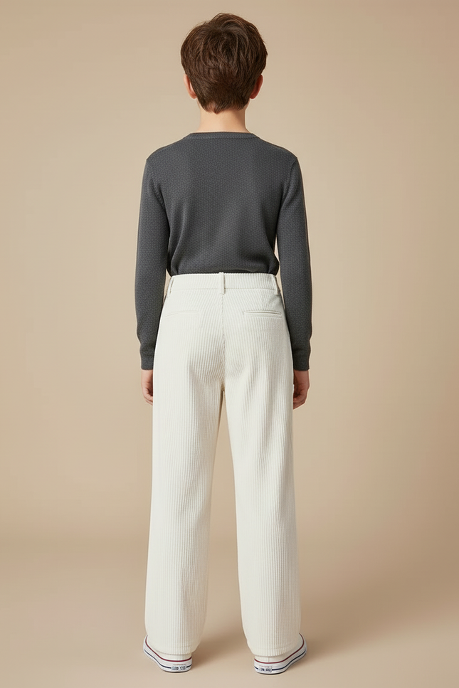 Pantalon Beige Côtelé Ample Enfant Décontracté - Cordé - vue 2