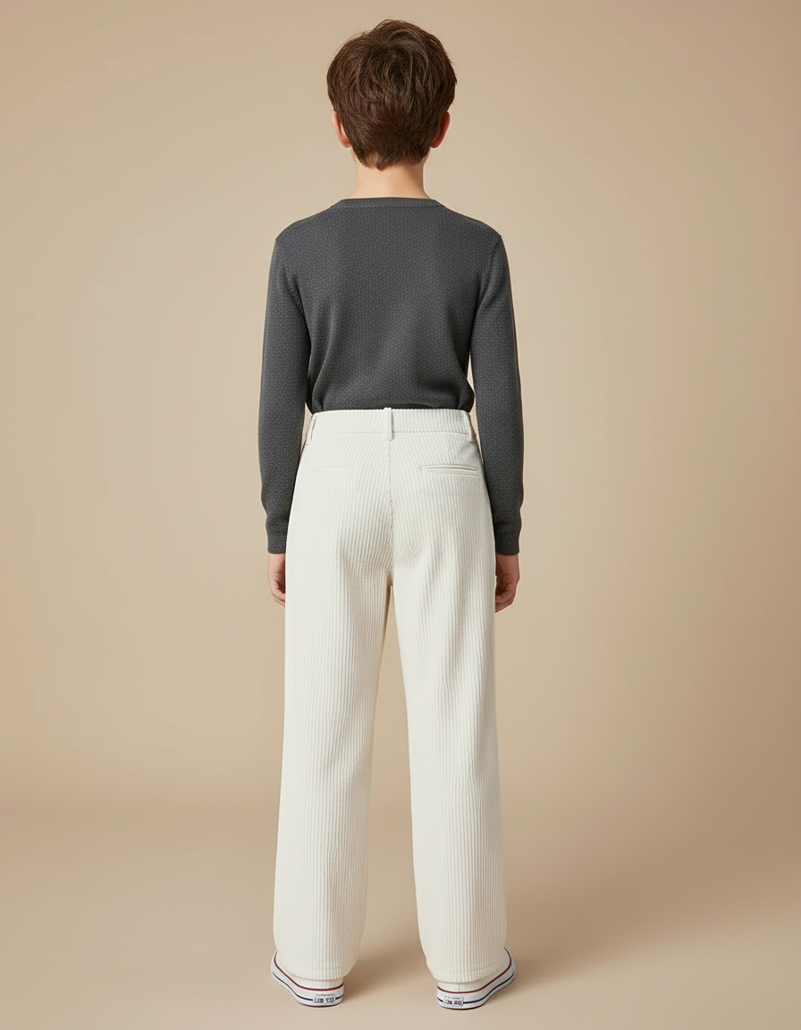 Pantalon Beige Côtelé Ample Enfant Décontracté - Cordé - vue 2