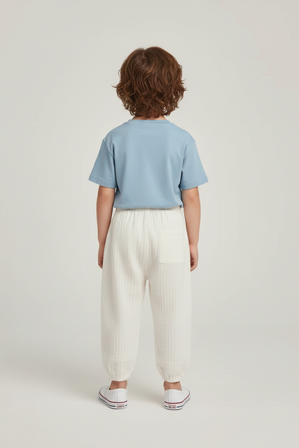Pantalon Beige Côtelé Décontracté Brodé Enfant Doux - Coton - vue 2